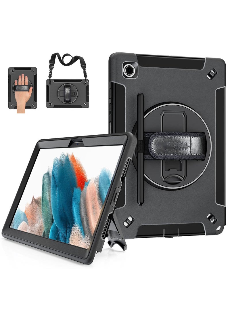 KASTWAVE Case for Samsung Galaxy Tab A8 10.5 Inch 2022 with Pen Holder Shoulder Strap,Military Grade Heavy Duty Shockproof Cover for Samsung Galaxy Tab A8 Tablet SM-X200/X205/X207,  Black  - Image 1