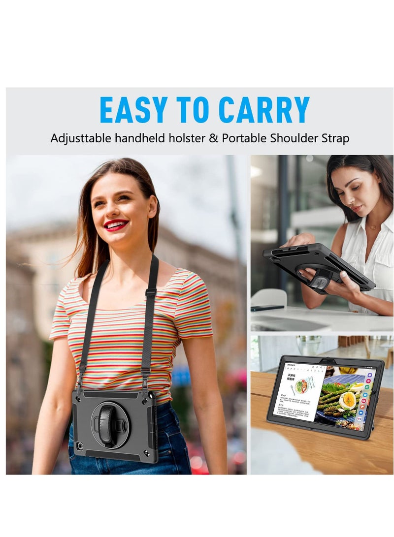 KASTWAVE Case for Samsung Galaxy Tab A8 10.5 Inch 2022 with Pen Holder Shoulder Strap,Military Grade Heavy Duty Shockproof Cover for Samsung Galaxy Tab A8 Tablet SM-X200/X205/X207,  Black  - Image 4