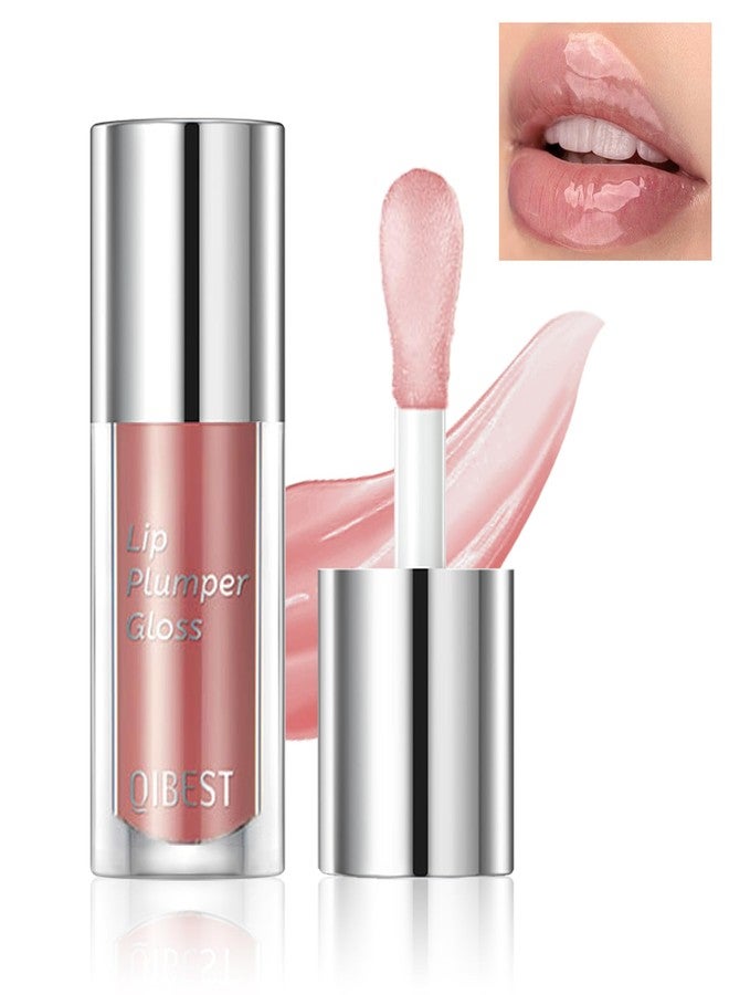 QIUFSSE Korean Clear Lip Oil Tinted Lip Plumper Gloss for Women Big Brush Head Hydrating Lip Glow Oil for Lip Care and Dry Lips - 05 Smoke Gray Pink - Image 1