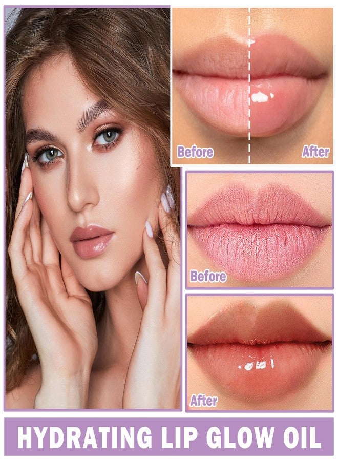 QIUFSSE Korean Clear Lip Oil Tinted Lip Plumper Gloss for Women Big Brush Head Hydrating Lip Glow Oil for Lip Care and Dry Lips - 05 Smoke Gray Pink - Image 3