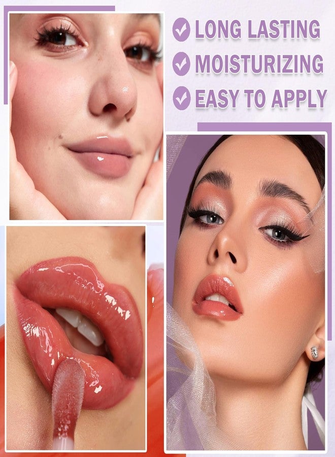 QIUFSSE Korean Clear Lip Oil Tinted Lip Plumper Gloss for Women Big Brush Head Hydrating Lip Glow Oil for Lip Care and Dry Lips - 05 Smoke Gray Pink - Image 4
