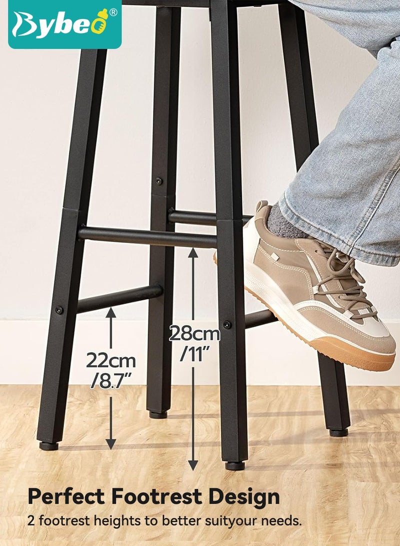 Bybeo Bar Stools Set of 2, Kitchen Counter Stools, 24.8 Inch Bar Height Stools, Round Backless Bar Chair with Metal Legs and Footrest, Perfect for Dining Room, Kitchen Counter, Bar - Image 4