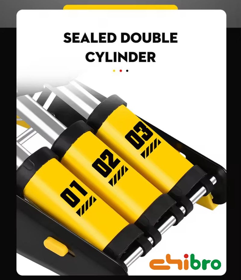 CHIBRO Triple Cylinder Foot Air Pump for Car, Bike & Motorcycle | Heavy Duty with Pressure Gauge | Foldable Portable Tyre Inflator with Air Hose & Anti-Slip Pedal | Fast Inflation Pump (Yellow) - Image 4