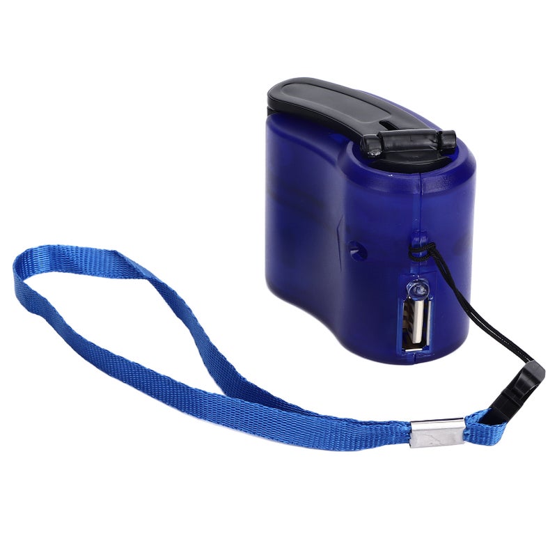 USB Hand Crank Phone Charger Portable Hand Power USB Charger for Outdoor Hiking Camping Blue - Image 5