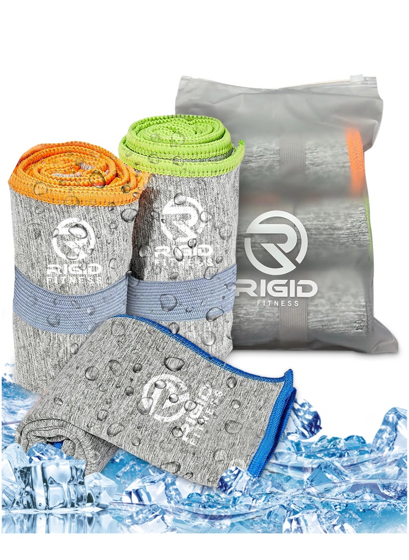 RIGID FITNESS - Microfiber Quick Dry Towels - Silver Ion Technology Towel, Super Absorbent Gym Towel - Ideal Sweat Towel for Fitness, Camping, Travel - Suitable for Men & Women - 77x40cm (Set of 3) - Image 1