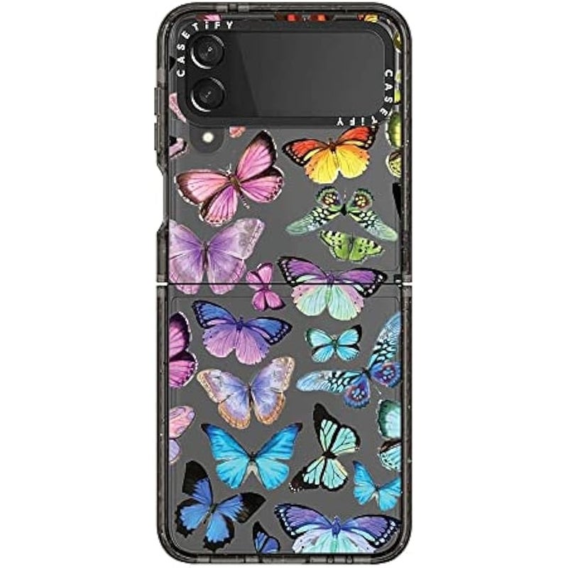 Casetify Impact Case for Galaxy Z Flip 4 - erfly Rainbow - Clear Black - Image 4