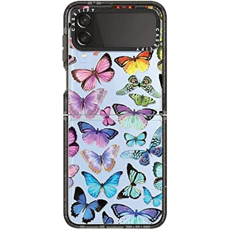 Casetify Impact Case for Galaxy Z Flip 4 - erfly Rainbow - Clear Black - Image 2