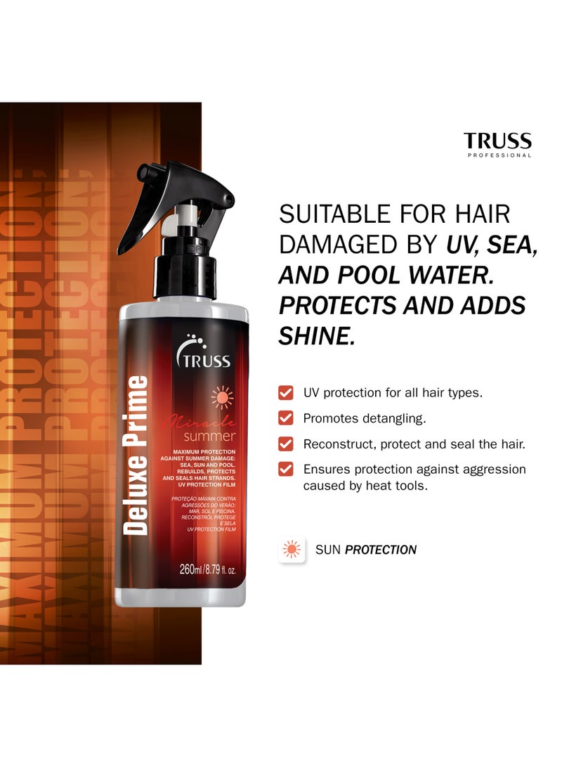 تروس شامبو وبلسم TRUSS Ultra Hydration Plus (300 مل) لكل منهما، مع قناع خاص (180 جم) + بخاخ Deluxe Prime Summer Leave-In Spray مجاني (260 مل) - ترطيب وإصلاح وحماية - Image 3