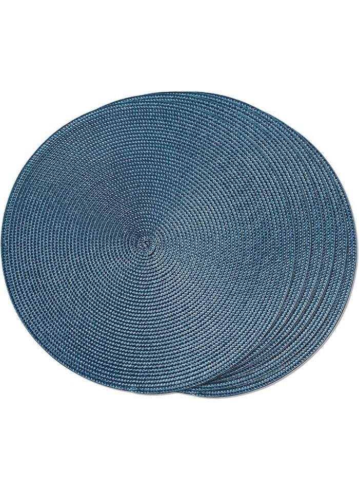 Round Braided Placemats Set of 6 Table Mats for Dining Tables Woven Washable Non-Slip Place mats 15 in - Image 1