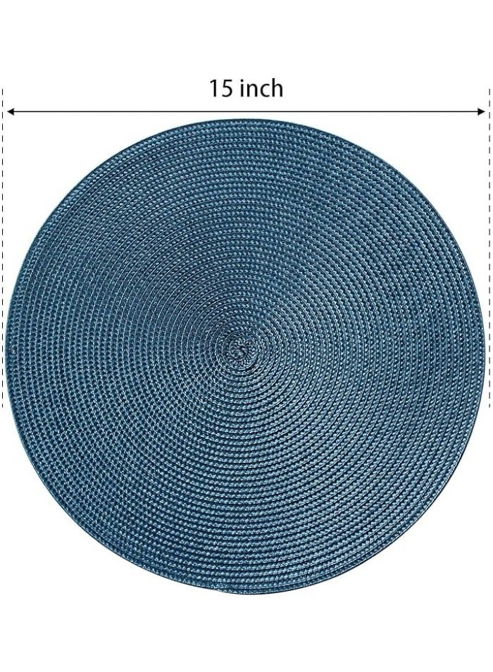 Round Braided Placemats Set of 6 Table Mats for Dining Tables Woven Washable Non-Slip Place mats 15 in - Image 3
