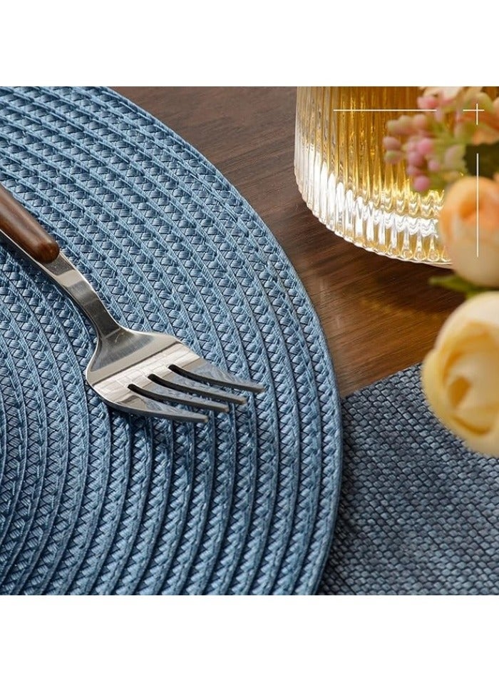 Round Braided Placemats Set of 6 Table Mats for Dining Tables Woven Washable Non-Slip Place mats 15 in - Image 4