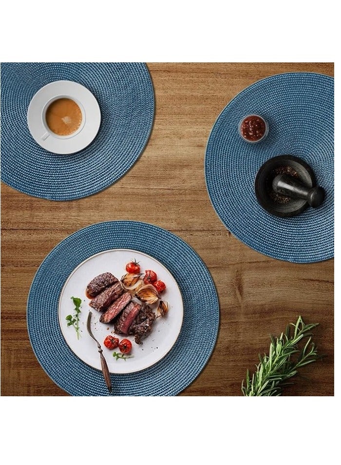 Round Braided Placemats Set of 6 Table Mats for Dining Tables Woven Washable Non-Slip Place mats 15 in - Image 5