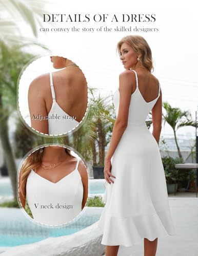 DRESSTELLS Cocktail Dresses for Woman, White Graduation Party Formal Wedding Guest Church Confirmation Fit Flare High Low Petite Dress White S - Image 5