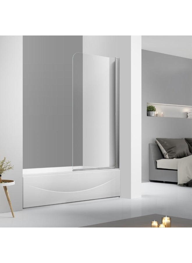 DANUBE HOME Milano Bathtub Screen â€“ Frameless Glass Shower Panel for Bathtub | Waterproof, Easy Install & Modern Bathroom Divider for Home & Hotel Use L 70 X W 150 Chrome  - Image 1