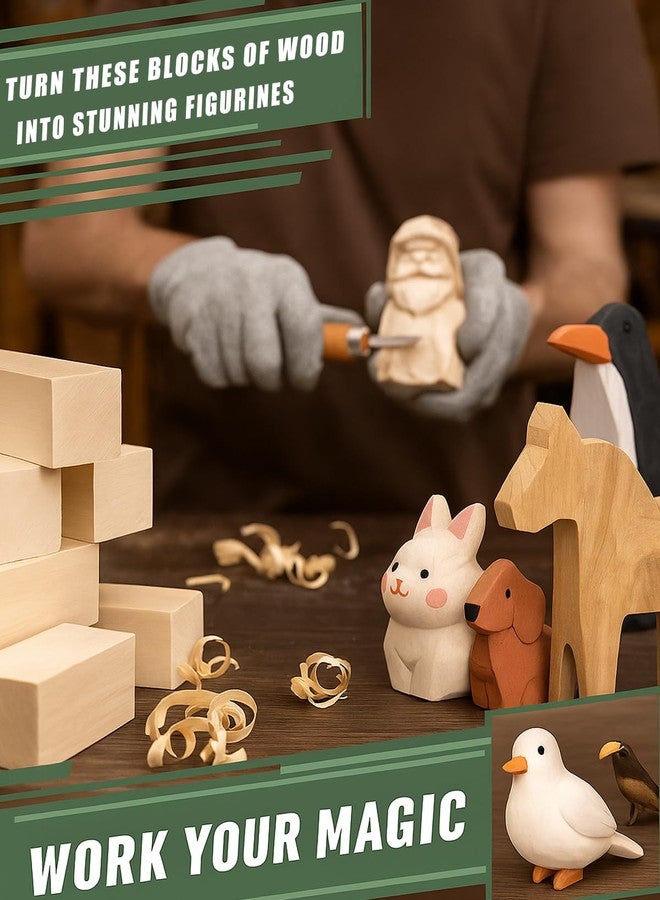 Bluvizo Basswood Carving Blocks 24PCS: Wood Carving Kit Whittling Wooden Blocks for Crafts with 3 Different Sizes - Unfinished Soft Woodworking Wood for Beginners Kids Adults Hobby - Image 2