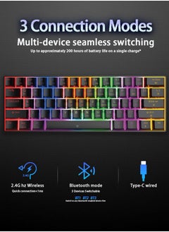 infino Wireless Bluetooth Tri-Mode (2.4G/Bluetooth/USB-C) Mechanical Keyboard, Multi-Platform Support (Windows/Mac/Linux/Tablet), Rechargeable 61-Key RGB Backlit Brown Switch Gaming Keyboard  - Image 2