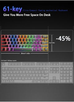 infino Wireless Bluetooth Tri-Mode (2.4G/Bluetooth/USB-C) Mechanical Keyboard, Multi-Platform Support (Windows/Mac/Linux/Tablet), Rechargeable 61-Key RGB Backlit Brown Switch Gaming Keyboard  - Image 4
