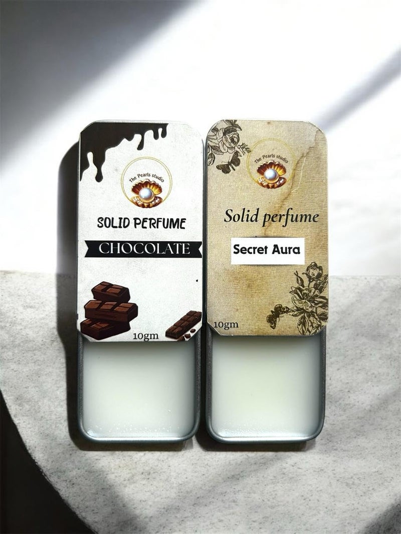THE PEARLS STUDIO THE PEARLS STUDIO Secret Aura Chocolate Solid Perfume Combo LongLasting AlcoholFree PocketFriendly Natural Fragrance Balm for Women Men TravelFriendly Gift Set Unique Sweet Sensual Scents  - Image 1