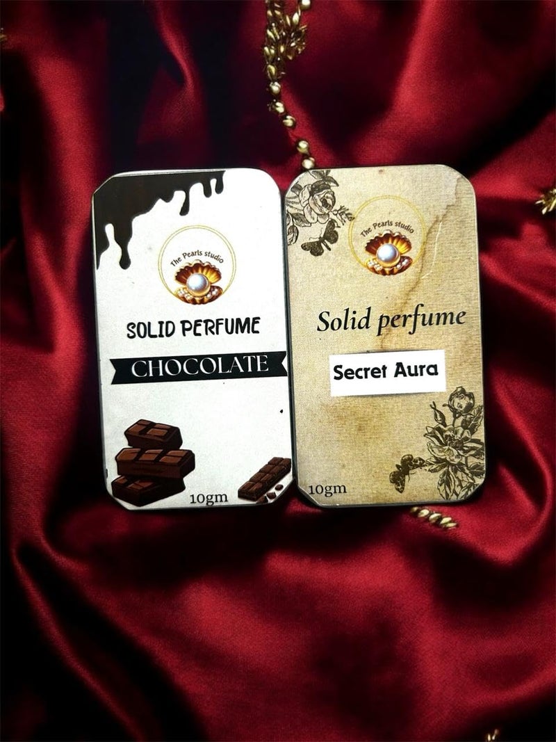 THE PEARLS STUDIO THE PEARLS STUDIO Secret Aura Chocolate Solid Perfume Combo LongLasting AlcoholFree PocketFriendly Natural Fragrance Balm for Women Men TravelFriendly Gift Set Unique Sweet Sensual Scents  - Image 2