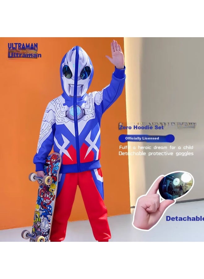 Ultraman Official Boys' Jacket Set [zero] Spring Autumn Hooded Goggles Outfit 105cm