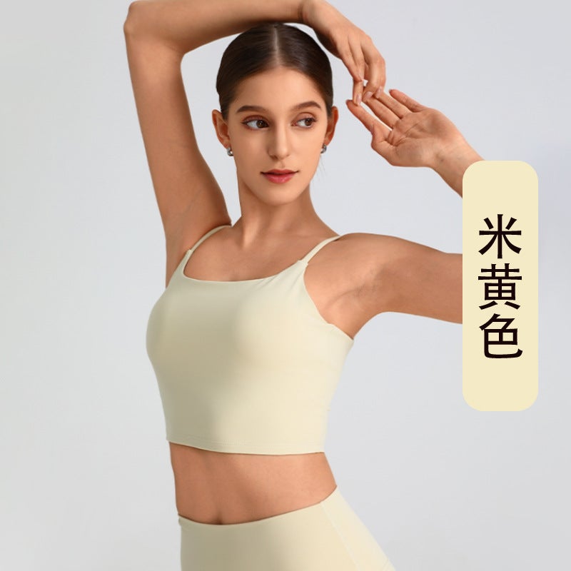 Breathable Yoga Vest With Chest Pad Women'S Traceless Sports Back Underwear Vest Square Collar Sling Yoga Clothes Bra - Image 1