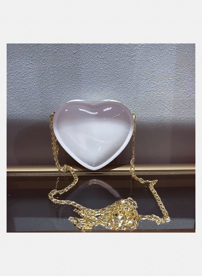 Toddler Girls Crossbody Purse Cute Heart-shaped Shoulder Bag Satchel for Little Girls (White)  - Image 3