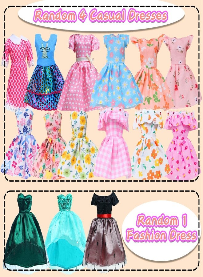 BLIJOLA Doll Clothes 15 Sets Including 5 Fashion Dresses 5 Daily Slip Dresses 3 Casual Tops and Pants Outfits 1 Sequins Mermaid Tail Skirt Swimsuit 1 Sequins Dress for 11.5 inch Girl Doll - Image 2