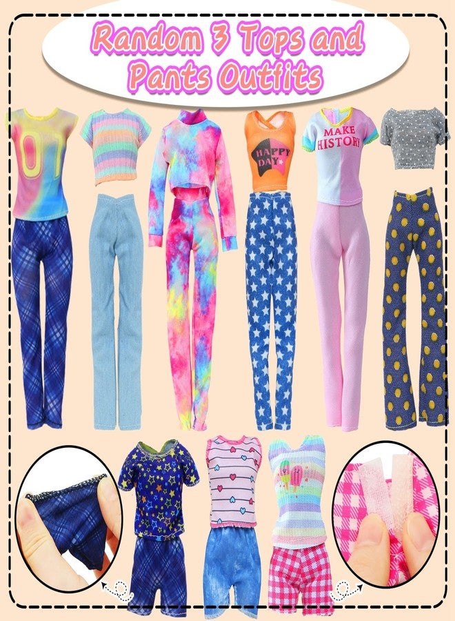 BLIJOLA Doll Clothes 15 Sets Including 5 Fashion Dresses 5 Daily Slip Dresses 3 Casual Tops and Pants Outfits 1 Sequins Mermaid Tail Skirt Swimsuit 1 Sequins Dress for 11.5 inch Girl Doll - Image 4