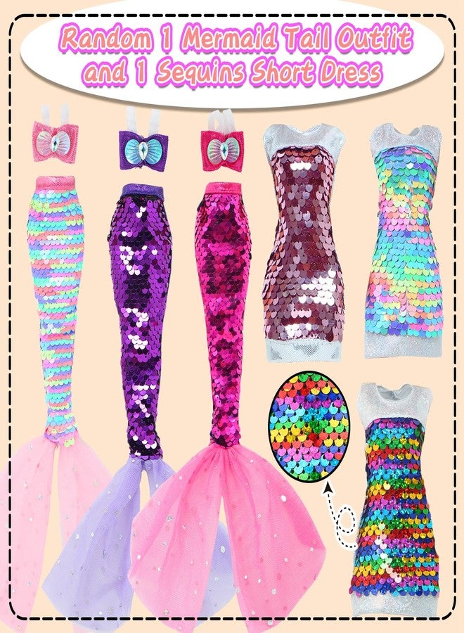 BLIJOLA Doll Clothes 15 Sets Including 5 Fashion Dresses 5 Daily Slip Dresses 3 Casual Tops and Pants Outfits 1 Sequins Mermaid Tail Skirt Swimsuit 1 Sequins Dress for 11.5 inch Girl Doll - Image 3