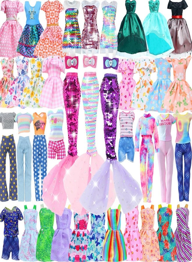 BLIJOLA Doll Clothes 15 Sets Including 5 Fashion Dresses 5 Daily Slip Dresses 3 Casual Tops and Pants Outfits 1 Sequins Mermaid Tail Skirt Swimsuit 1 Sequins Dress for 11.5 inch Girl Doll - Image 1