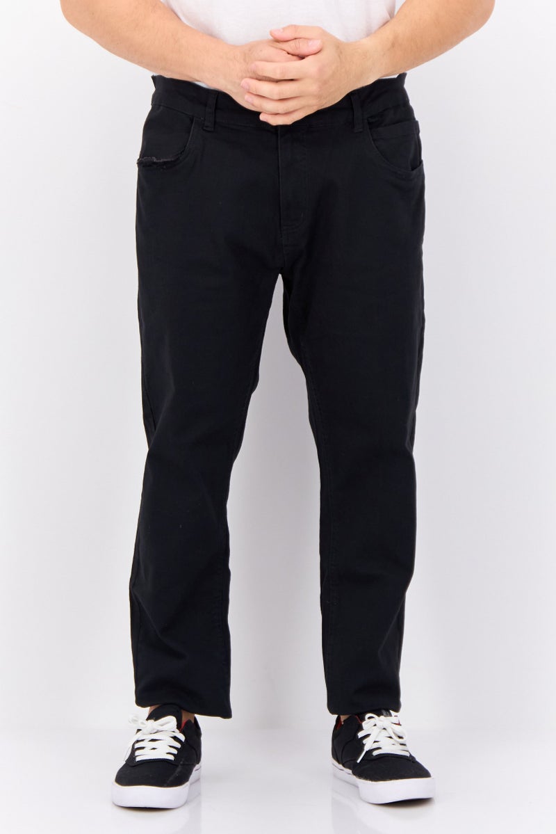 CROSSHATCH Men Regular Fit Plain Chino Pants, Black - Image 1