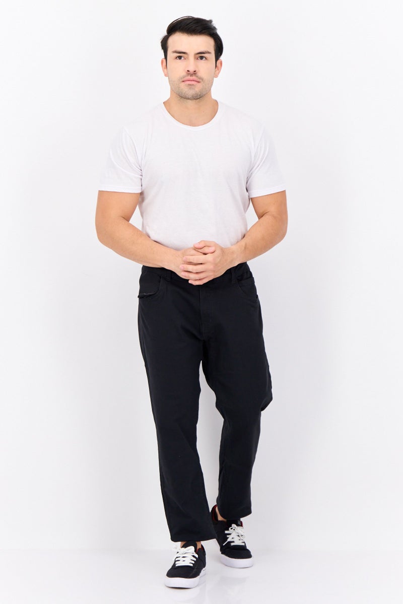 CROSSHATCH Men Regular Fit Plain Chino Pants, Black - Image 3