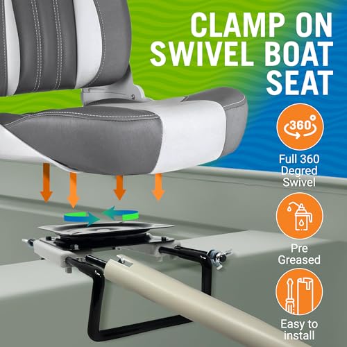 Better Boat Clamp On Boat Seat Swivel for Jon Boats and Fishing Bass Boats Mount Base with Aluminum Portable Seat Clamp Includes Swivel Bracket Mounting Kit and Bench Hardware - Image 2
