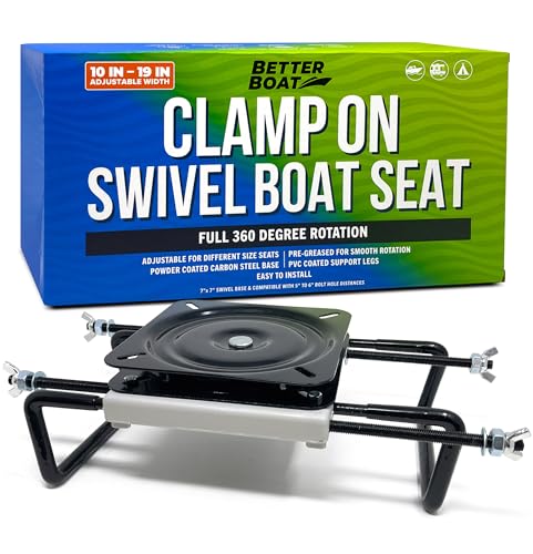 Better Boat Clamp On Boat Seat Swivel for Jon Boats and Fishing Bass Boats Mount Base with Aluminum Portable Seat Clamp Includes Swivel Bracket Mounting Kit and Bench Hardware - Image 1