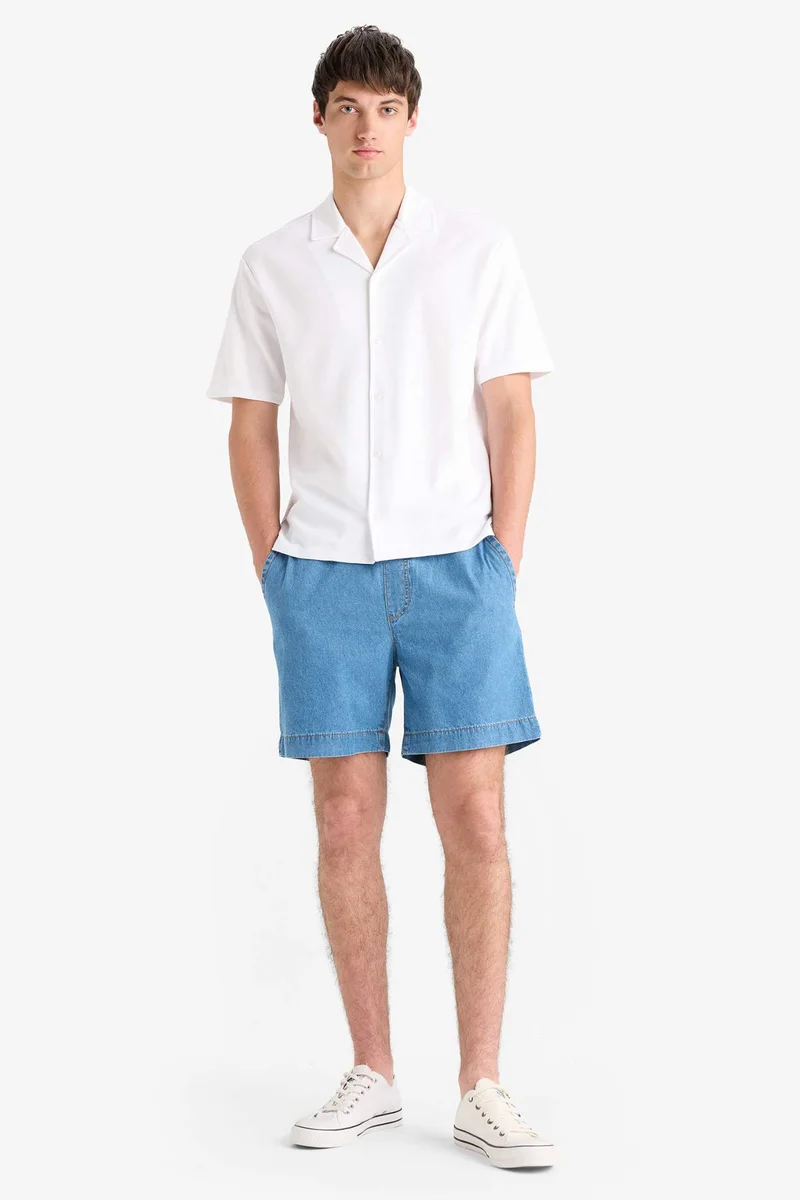 ديفاكتو Regular Fit Resort Neck Short Sleeve Shirt