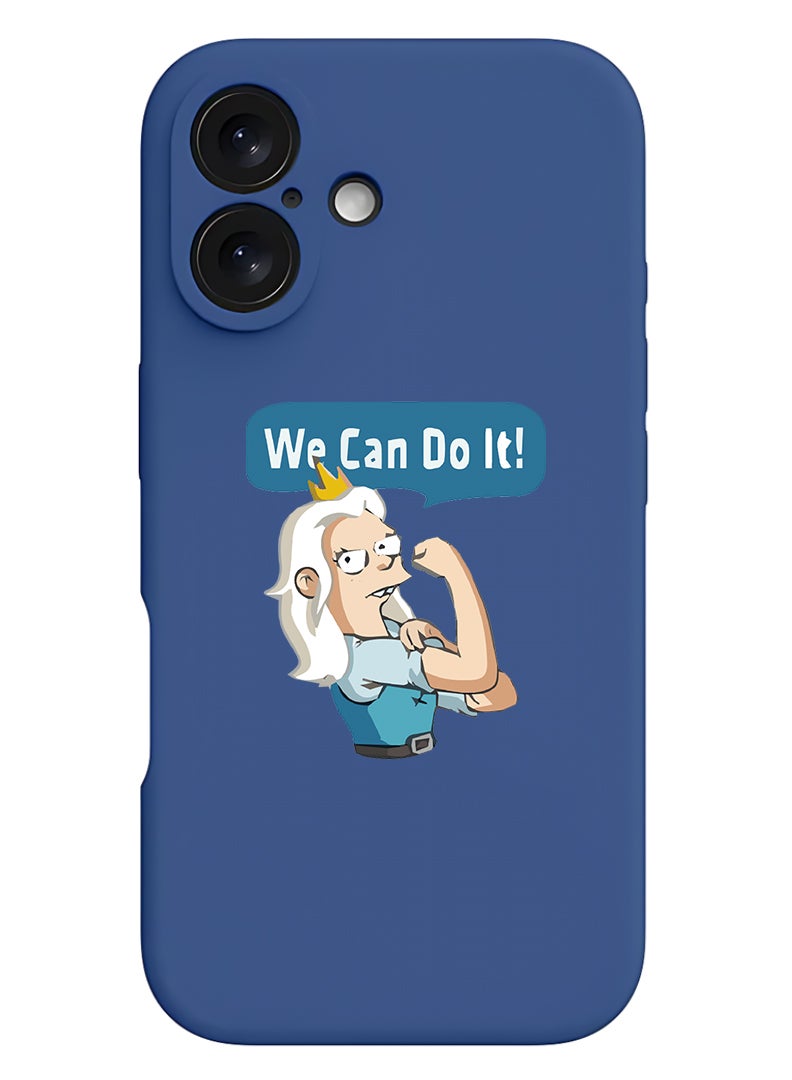 Theodor Protective Slim Fit Case Liquid Silicone Cover with Full Body Protection Anti-Scratch Shockproof Case For Apple iPhone 17 (Blue) We can do it-01 - Image 1