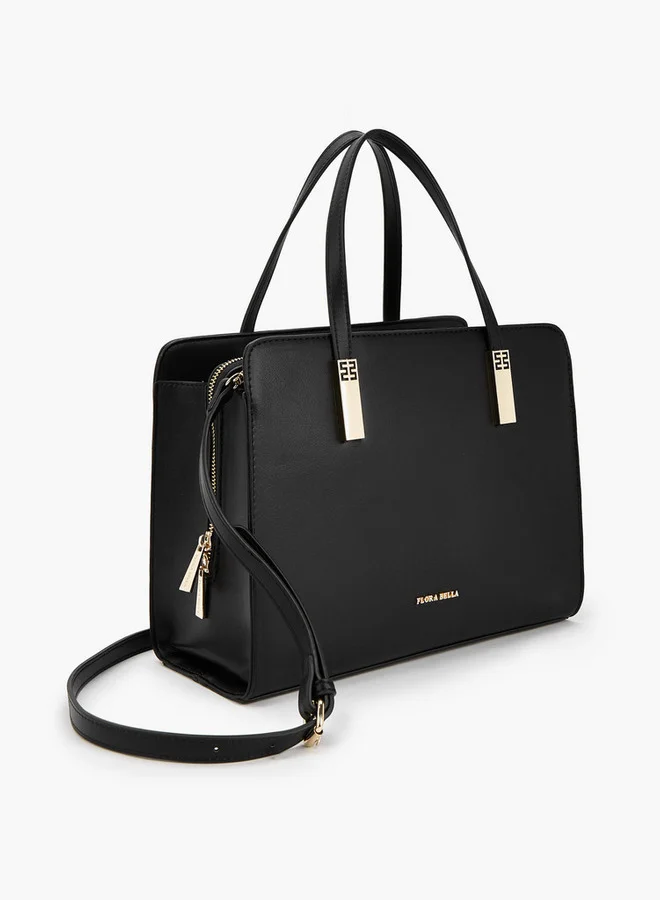 Flora Bella By Shoexpress Solid Tote Bag with Detachable Strap and Zip Closure