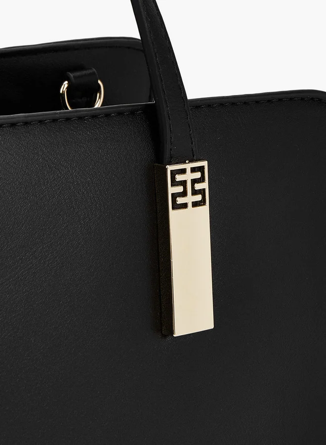 Flora Bella By Shoexpress Solid Tote Bag with Detachable Strap and Zip Closure