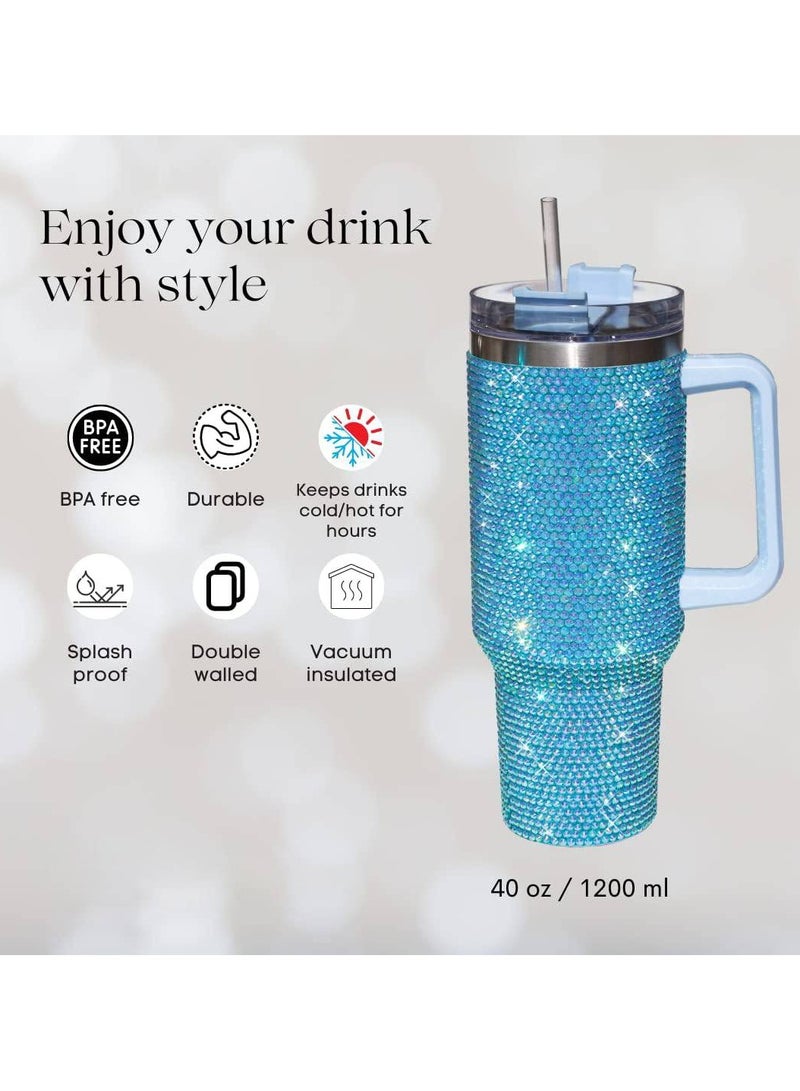 AROAQ 40 Oz Tumbler With Handle Studded Lid and Straw Insulated Stainless Steel Double Wall Water Cup Travel Mug Water Bottle Tumblr For Women (40 oz 1200 ml) - Image 4