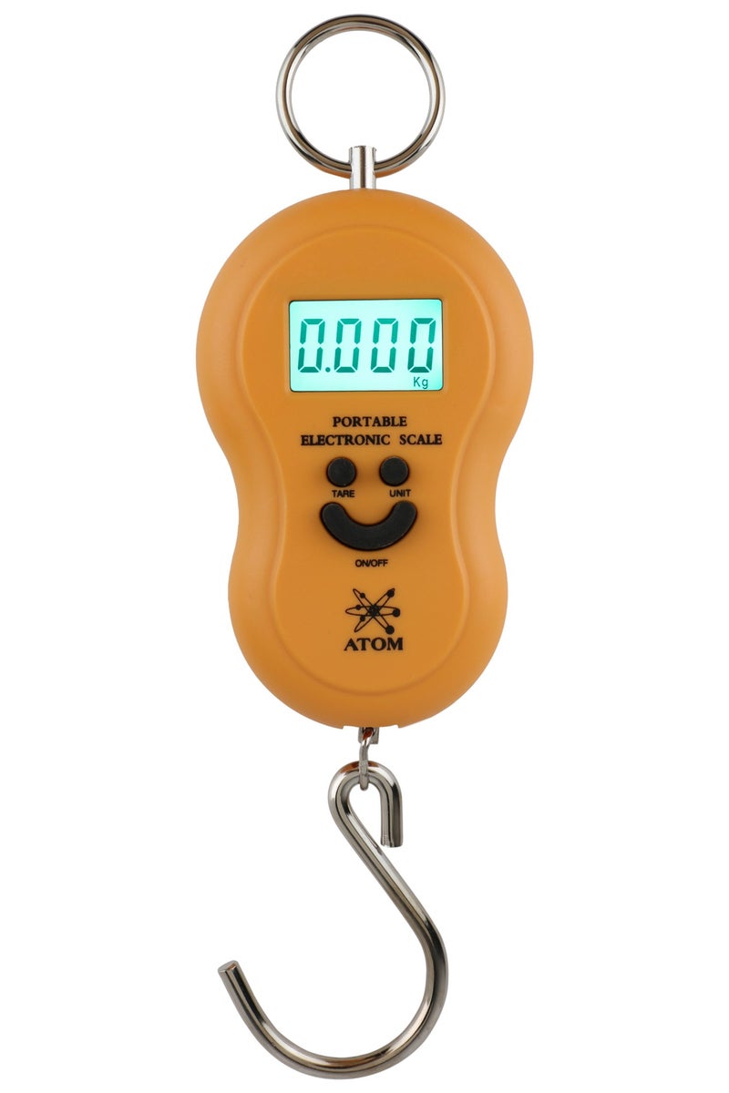 ATOM A 301 Electronic Digital Hanging Stainless Steel Hook Luggage Portable Scale with LCD Display for Industrial Fishing Factory Use Capacity 50Kg (Color may Vary) - Image 1