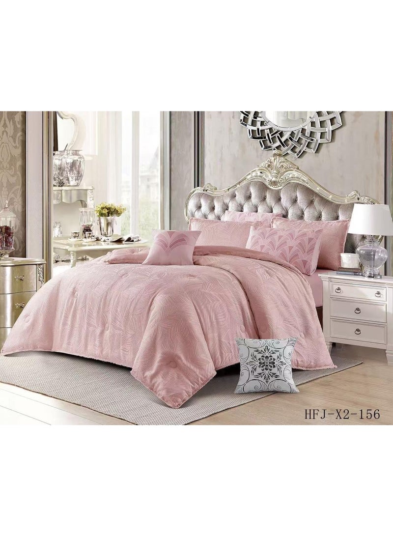 Luxury Embroidered Jacquard Cotton Comforter Set, King Size, 6 Pieces