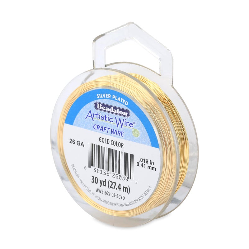 Artistic Wire Silver Plated Tarnish Resistant Colored Copper Craft Wire Gold 26 Gauge 30 yd