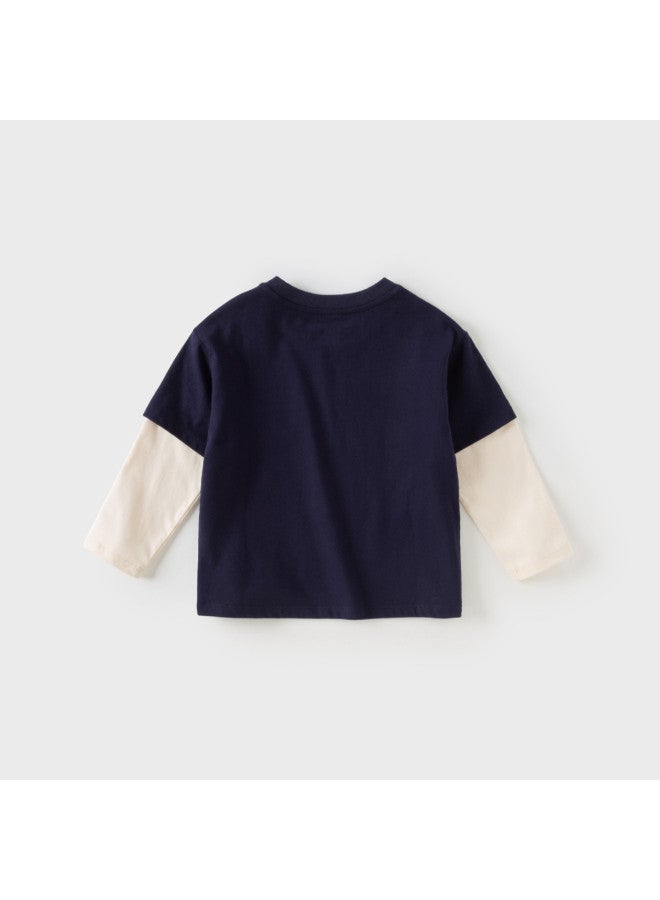 Boys' Long Sleeve T-shirt New Cotton Base Layer Top 2025 Autumn Fake Two-piece Shirt - Image 3