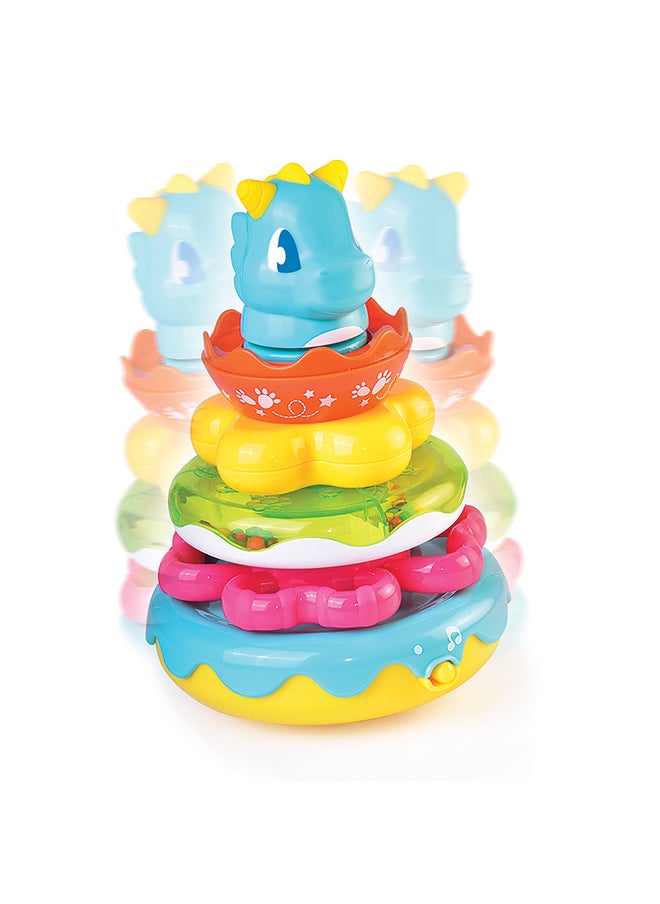 Happy Kids Little Learners Wobbly Dino Stacking Rings - Electronic Rings, Wobbly Base, Sing Along, 12m+  - Image 3