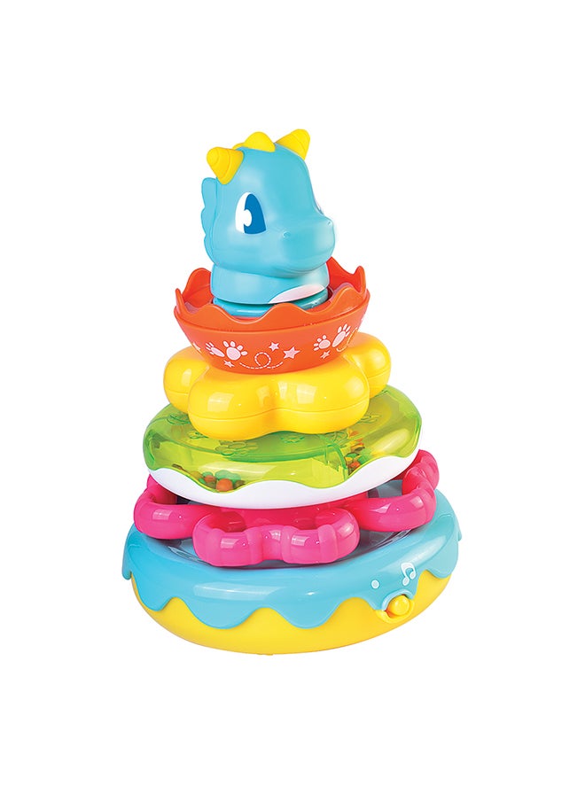 Happy Kids Little Learners Wobbly Dino Stacking Rings - Electronic Rings, Wobbly Base, Sing Along, 12m+  - Image 2