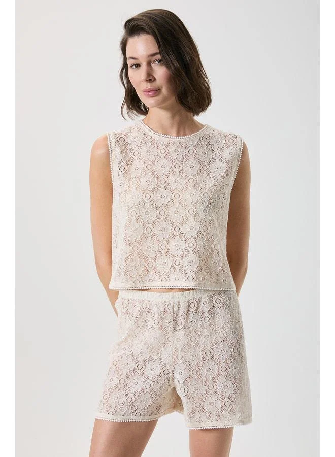 Penye Mood  100% cotton lace shorts set. for Women | Best Price UAE