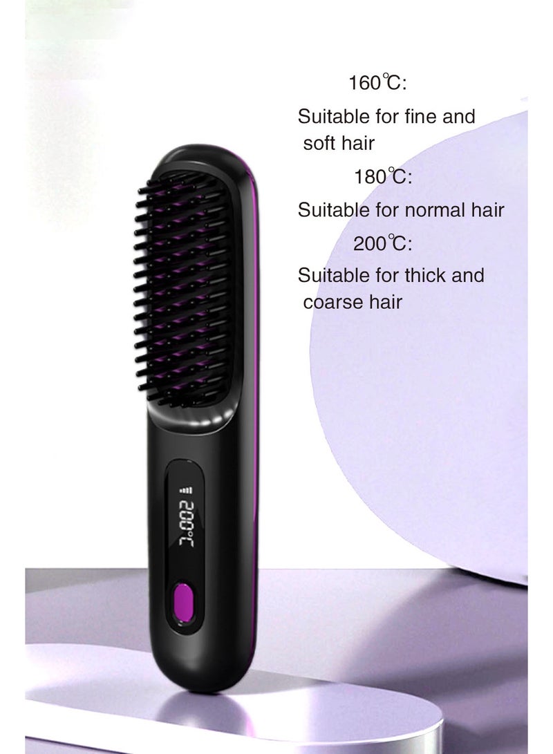 فرشاة فرد الشعر اللاسلكية مع أيونات سالبة، تسخين سريع بقوة 4000 مللي أمبير في الساعة لمدة 20 ثانية، 3 إعدادات لدرجة الحرارة وتصميم محمول للسفر - Image 2