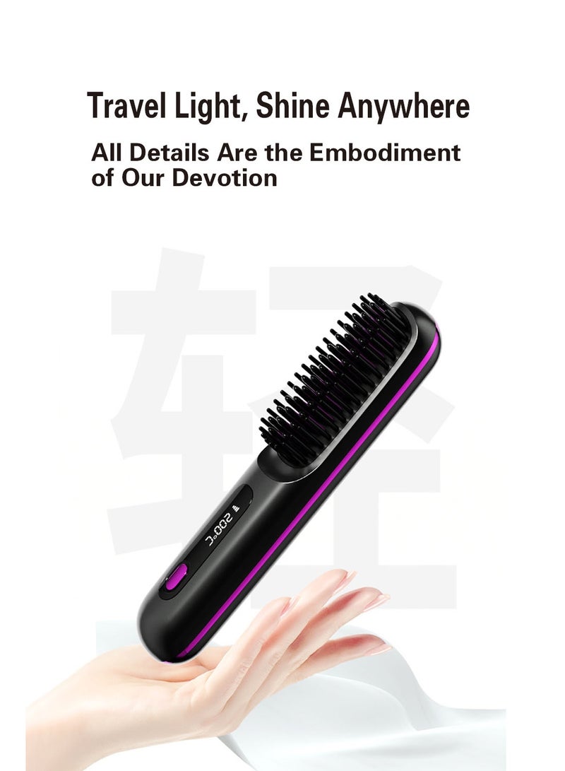 فرشاة فرد الشعر اللاسلكية مع أيونات سالبة، تسخين سريع بقوة 4000 مللي أمبير في الساعة لمدة 20 ثانية، 3 إعدادات لدرجة الحرارة وتصميم محمول للسفر - Image 4