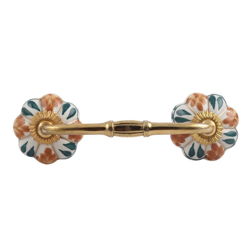 Indian-Shelf IndianShelf 1 Pack Ceramic Cabinet Handles Drawer Pulls Brown Interior Kitchen Cupboard Door Gold Hardware 8 Hole to Hole BH128MCK21 