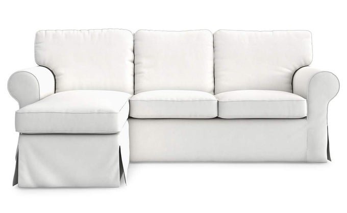 EKTORP LOVESEAT 2 SEAT WITH CHAISE LOUNGE COVER REPLACEMENT CUTOMOIZED FOR IKEA EKTORP SECTIONAL 3 SEAT SECTIONAL SOFA SLIPCOVER REPLACEMENTWHITE